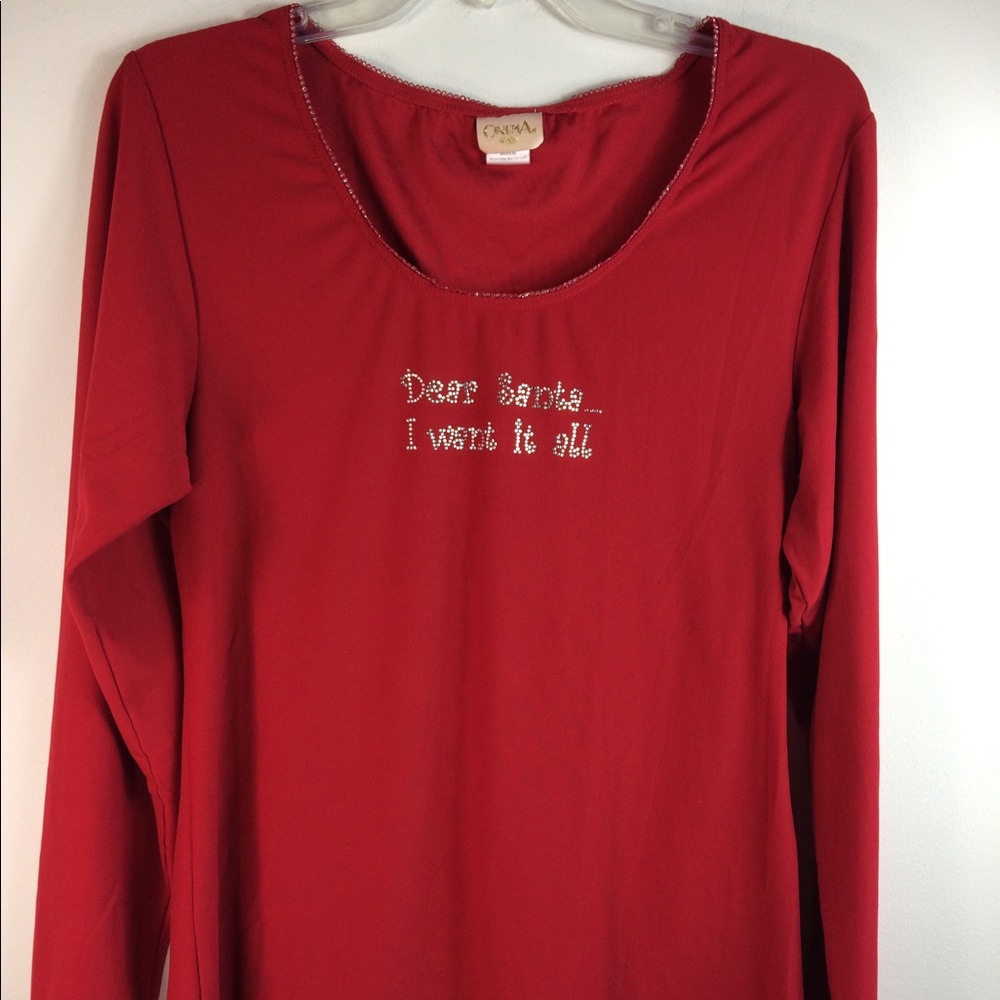 🛑SOLD🛑Cinema Size M Red Christmas Shirt Blouse Top Long Sleeves Dear Santa